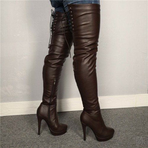 over the knee high boots no heel